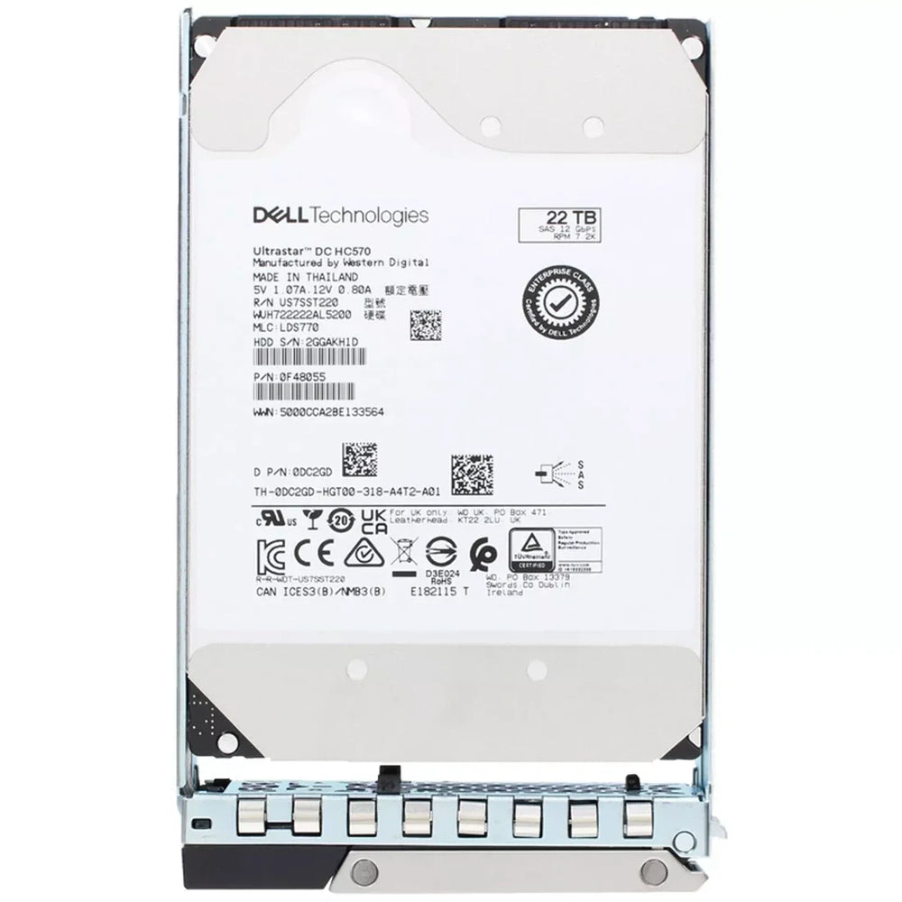 Dell DC2GD 22TB 7.2K SAS-12Gbps 512e 512MB 3.5inch Hot-Plug Hdd | USED