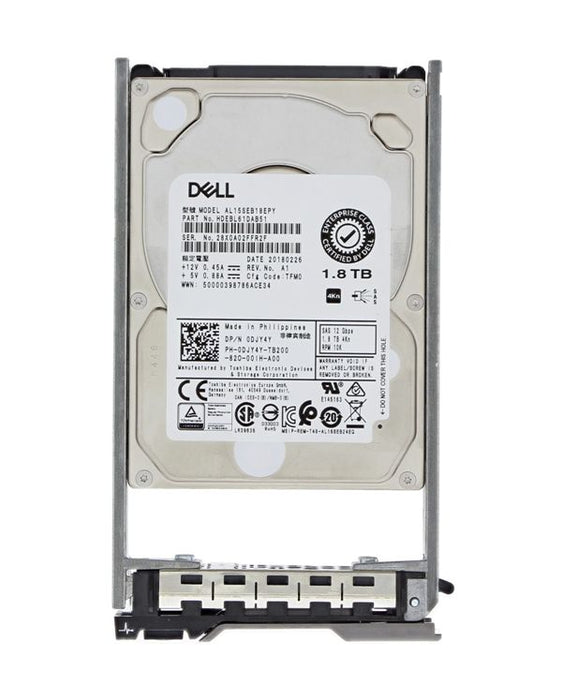 Dell DJY4Y 1.8TB 10K SAS 12Gbps 4Kn 2.5" Hot-Plug Hard Drive | USED