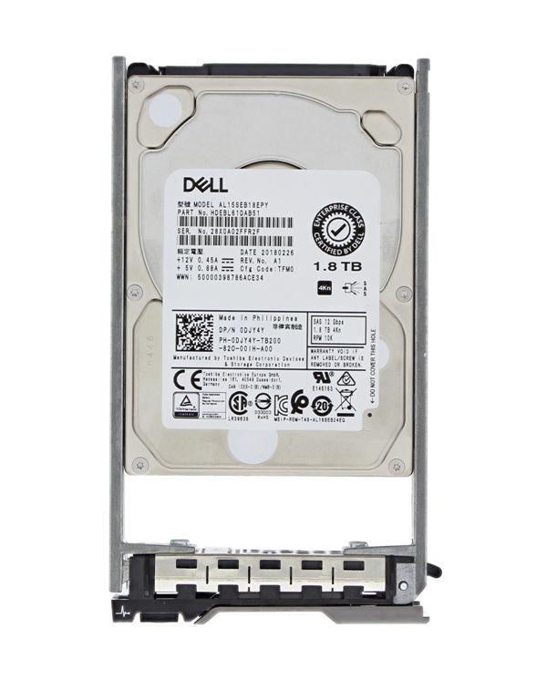 Dell DJY4Y 1.8TB 10K SAS 12Gbps 4Kn 2.5" Hot-Plug Hard Drive | USED