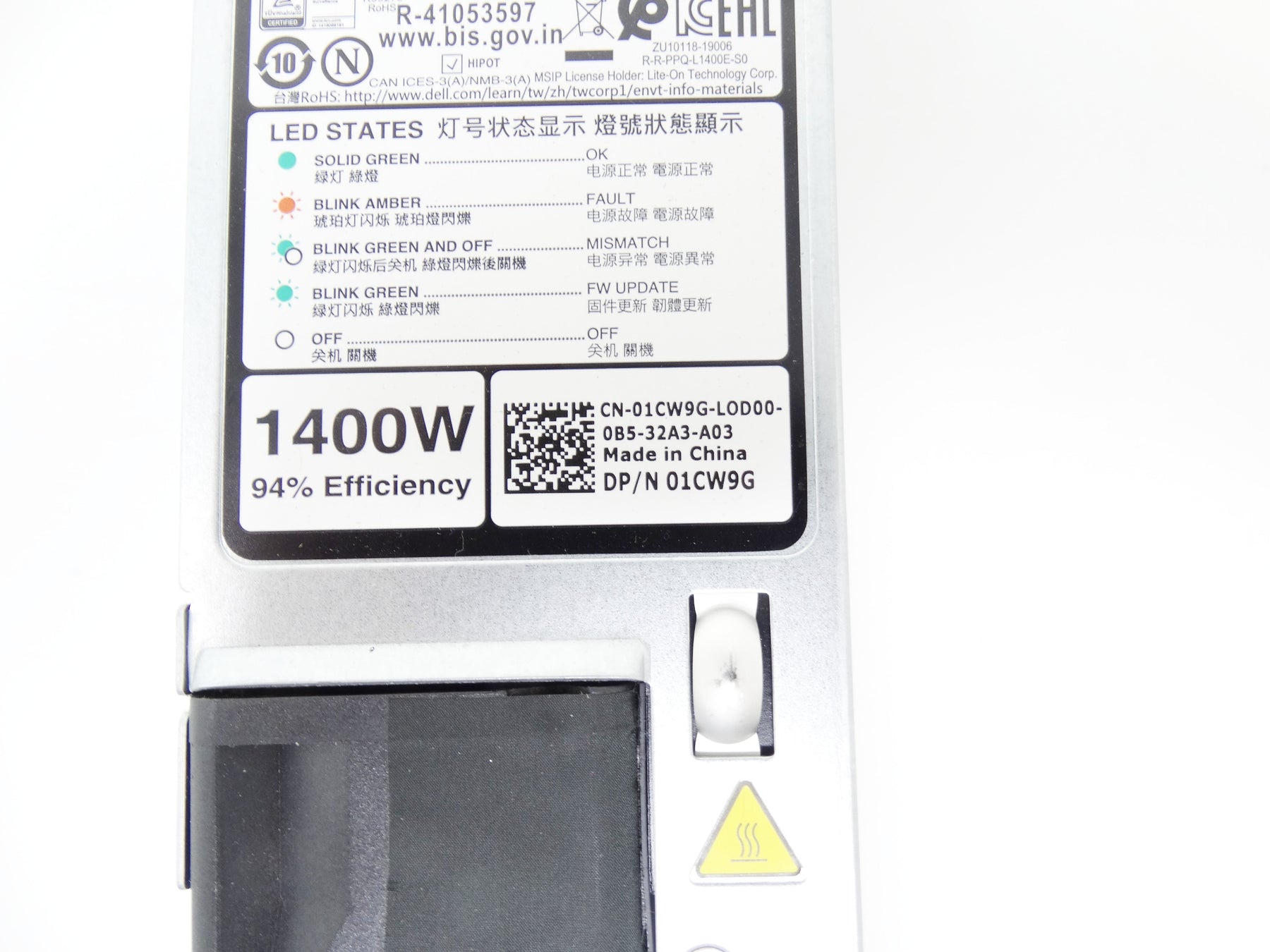 Dell EMC 1400 Watt Power Supply For 15G Poweredge R6525 R7525 R650 R750 (L1400E-S0)
