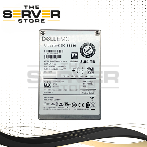 Dell EMC 3.84TB SAS 12G RI SFF 2.5" SSD WD Ultrastar DC SS530 Series WUSTR1538ASS200 0TT26V TT26V