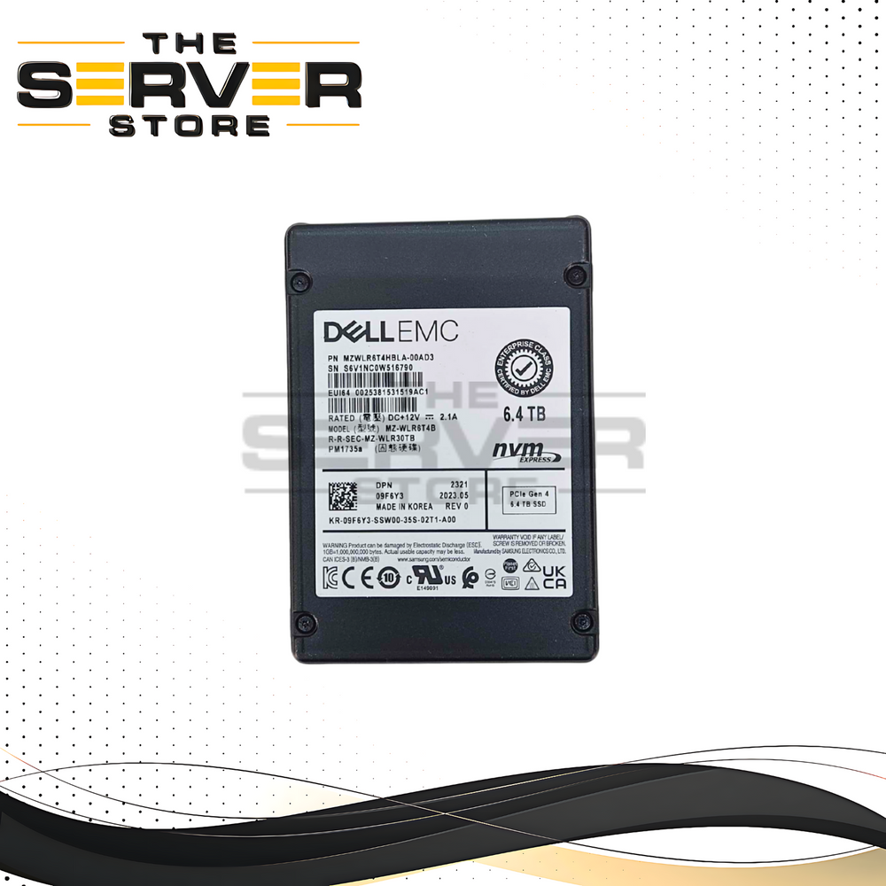 Dell EMC 6.4TB NVMe U.2 G4 x4 MU 2.5 SSD Samsung PM1735a MZ-WLR6T4B 09F6Y3 9F6Y3