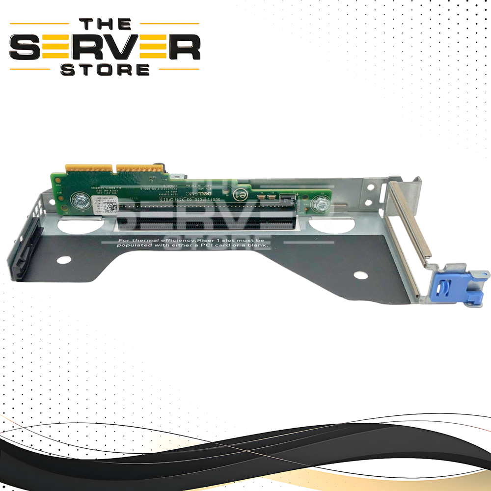 Dell EMC PowerEdge R440 / R540 Chassis Riser 1 Card, Half-Height (HH) PCIe Gen3 x16 Slot, With Metal Cage. P/N: RHWXM, 0RHWXM.