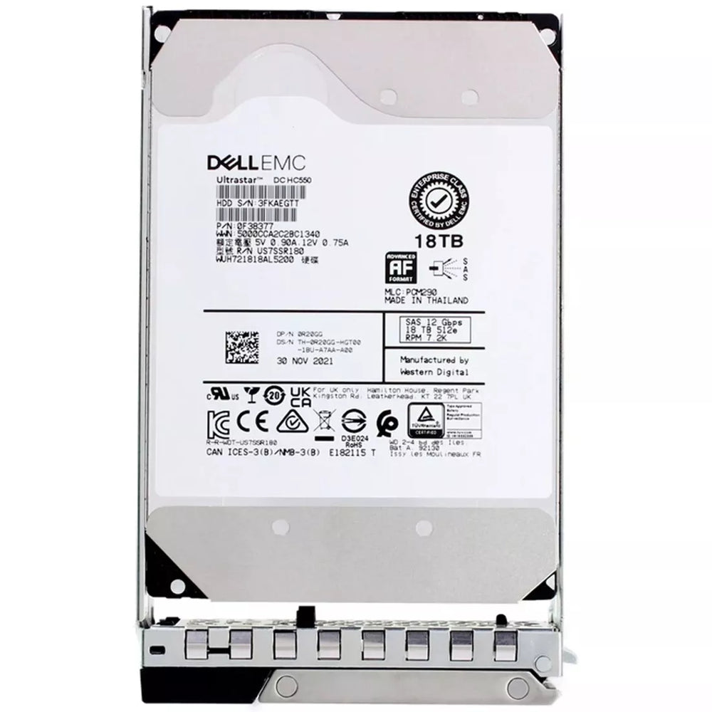 Dell EMC R20GG 18TB 7.2K RPM SAS 12Gbps 512e 3.5in Hot Plug Hard Drive | USED
