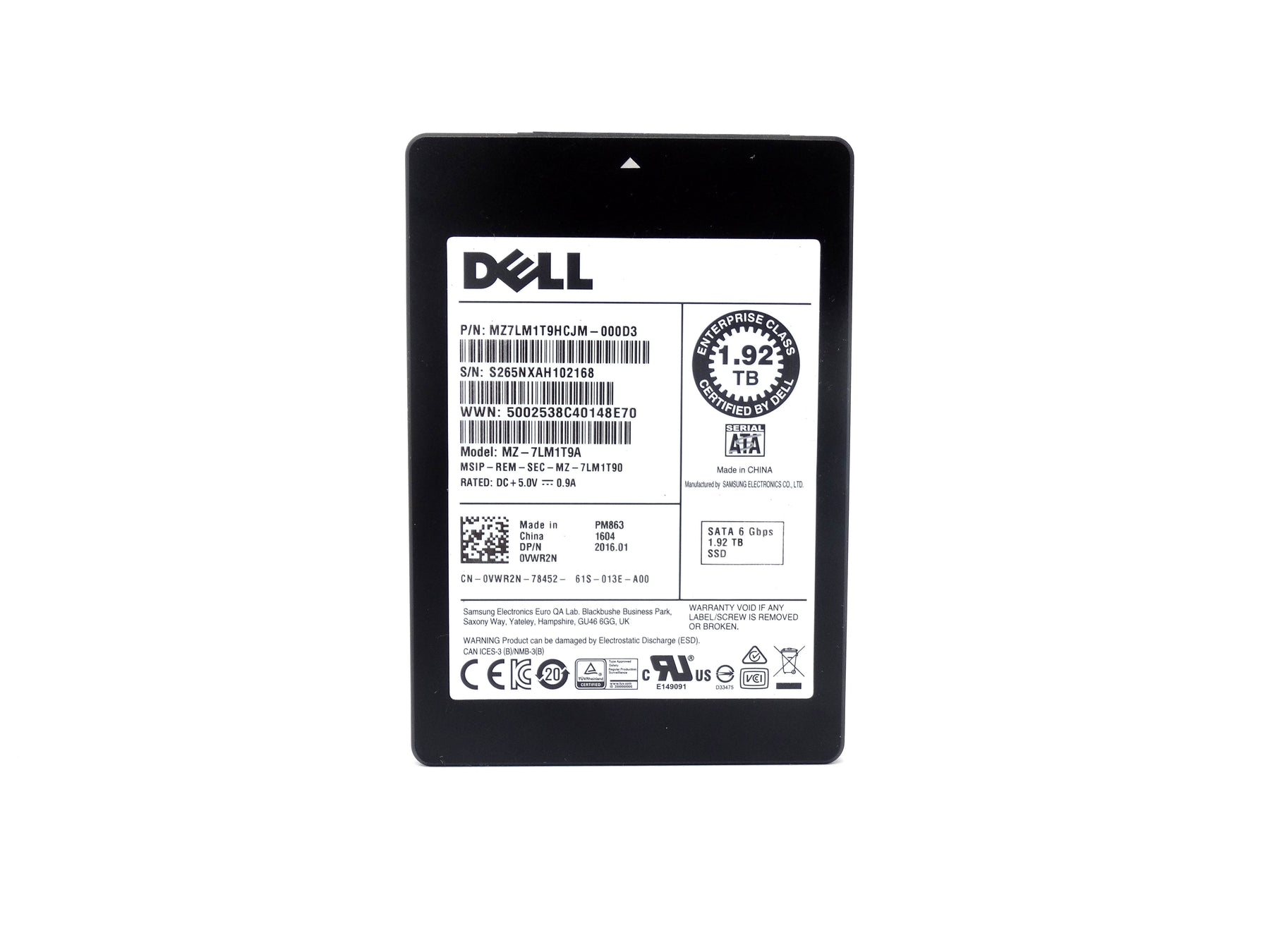 Dell Enterprise PM863 1.92TB 6Gbps SATA 2.5'' SSD Solid State Drive (400-AOPV)