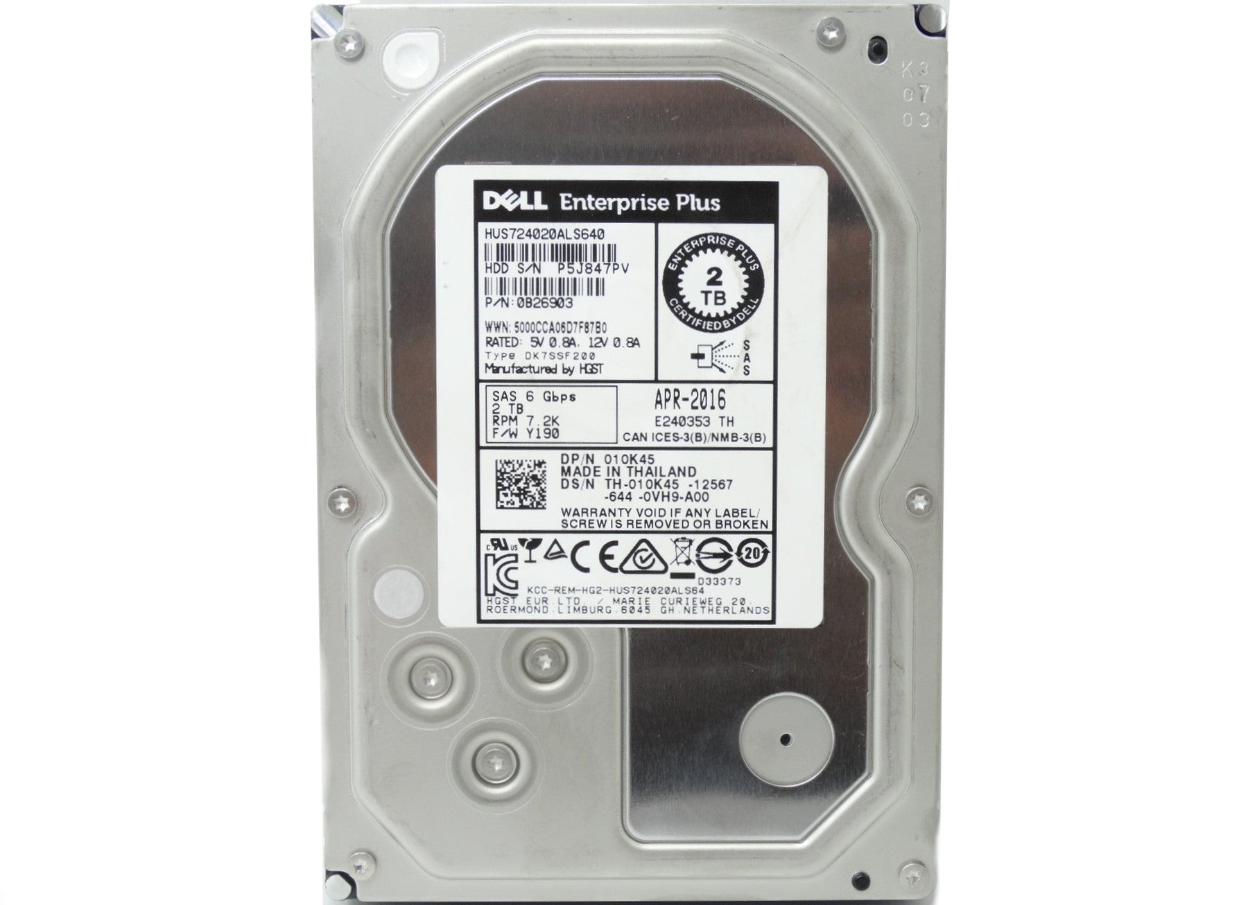 Dell Enterprise Plus 2TB SAS 6Gbps RPM 7.2K 3.5'' Hard Drive (10K45)