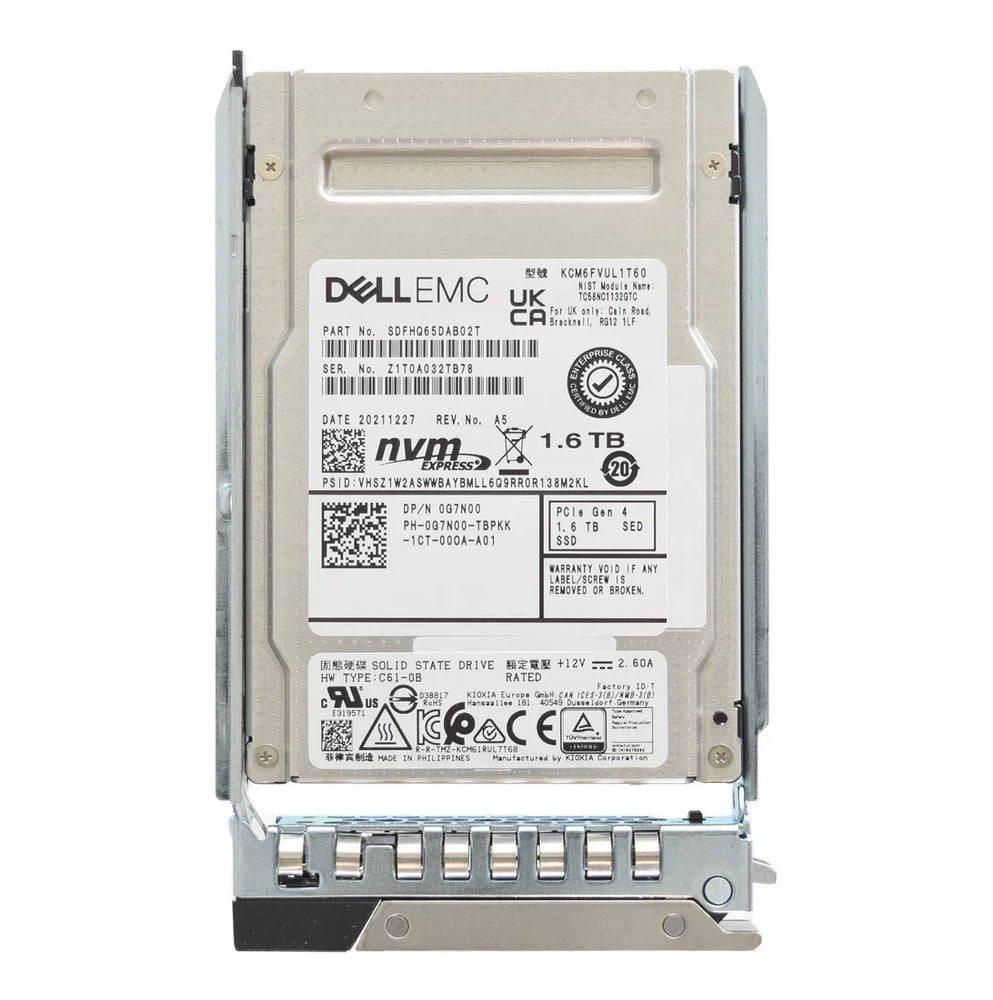 Dell G7N00 1.6TB PCIe Gen4 NVMe MU SED FIPS 2.5Inch SSD | USED