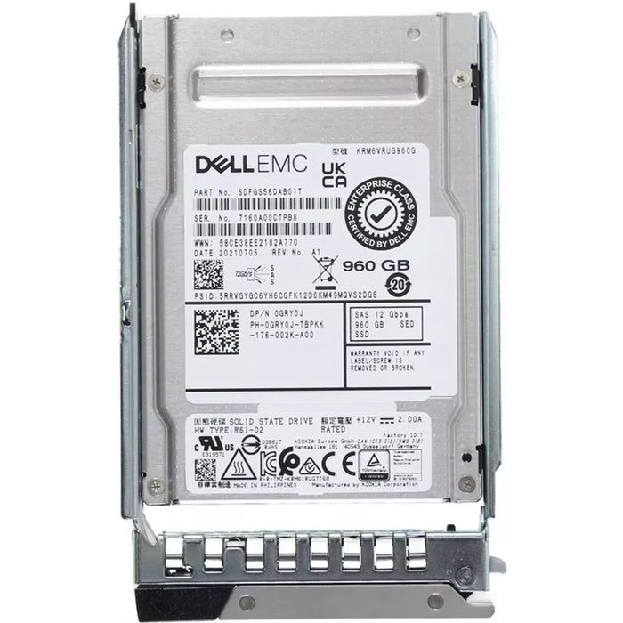 Dell GRY0J 960GB SED SAS-12Gbps Read Intensive 1DWPD 2.5Inch Hot-Plug SSD | USED