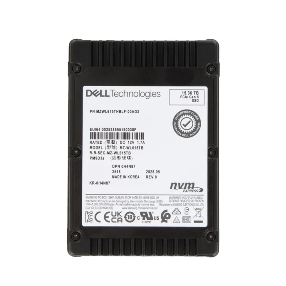 Dell H4N87 15.36TB PCIe Gen5x4 NVMe U.2 I.5Inch Read Intensive SSD | USED