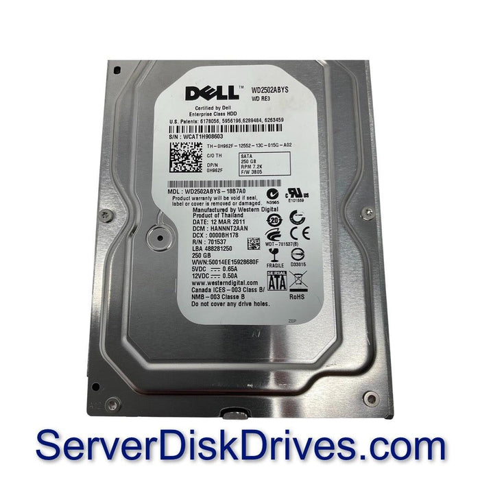 H962F — Dell WD2503ABYX 250gb 7200rpm 3G SATA hard drive