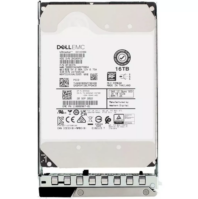 Dell HNHWC 16TB SED FIPS-140 7200 RPM SAS-12Gbps 512e 512MB 3.5inch Hot-Plug HDD with Tray | USED