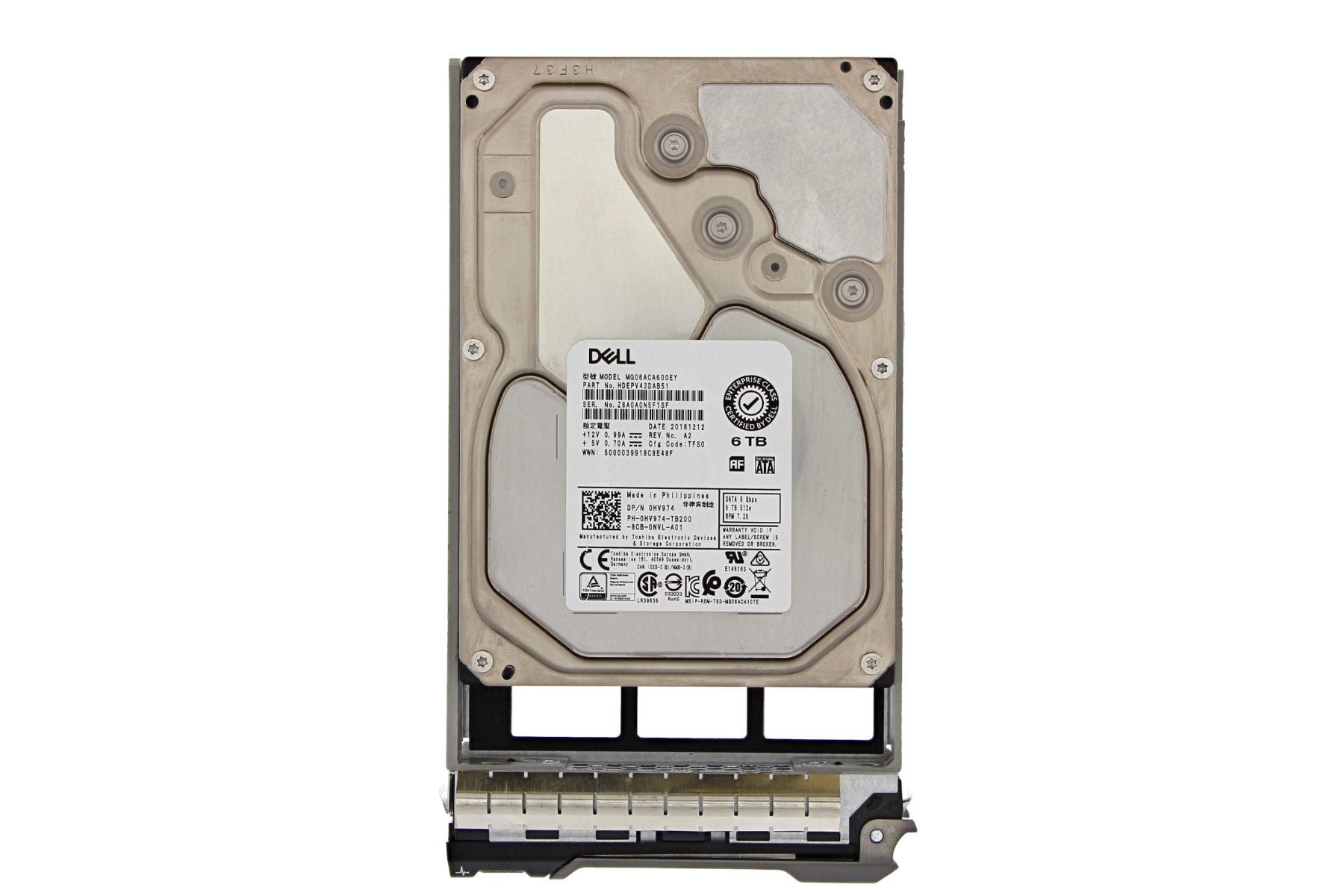 Dell HV974 6TB 7.2K 3.5" SATA 6Gbps Hot-Plug Hard Drive 13G | USED