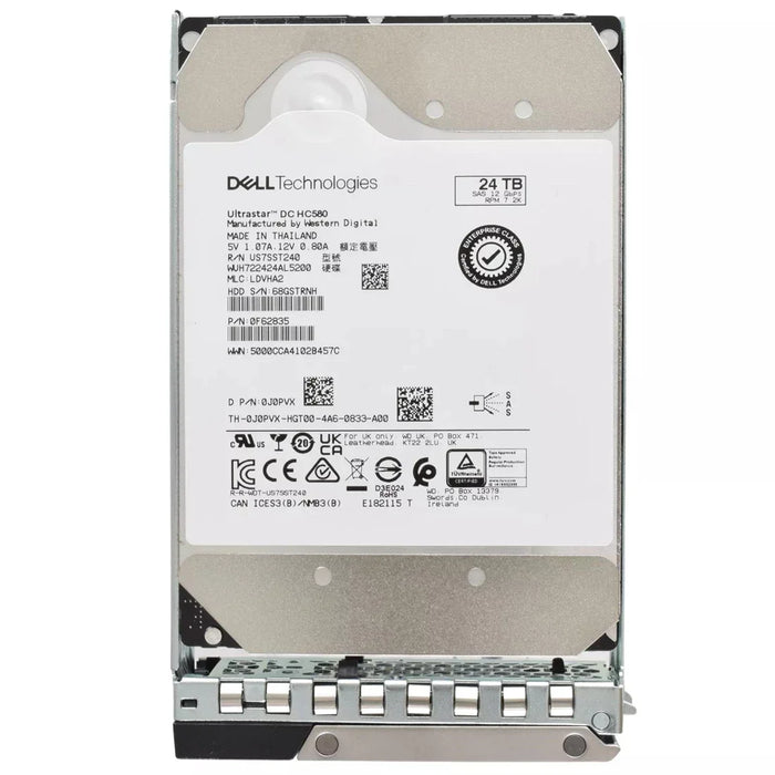 Dell J0PVX 24TB 7.2K SAS-12Gbps 512e 512MB 3.5inch Hot-Plug Hard Drive With Tray | USED