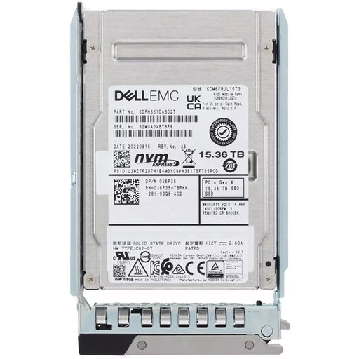 Dell J6F35 15.36TB SED FIPS 2.5Inch U.2 PCIe Gen4.0 x4 NVMe SSD | USED