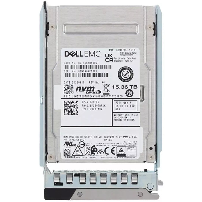 Dell J6F35 15.36TB SED FIPS 2.5Inch U.2 PCIe Gen4.0 x4 NVMe SSD | USED