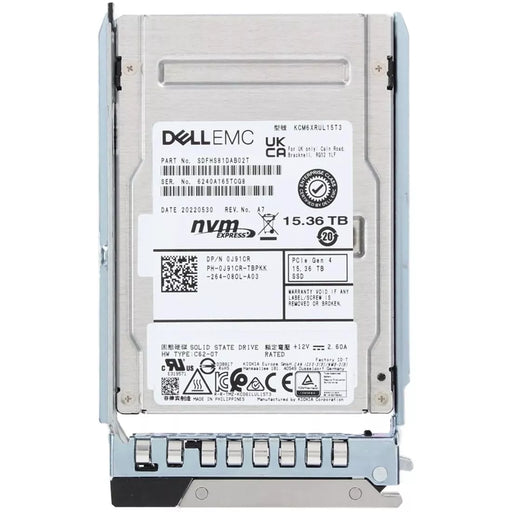 Dell J91CR 15.36TB PCIe NVMe Read-Intensive TLC 2.5 SSD | USED