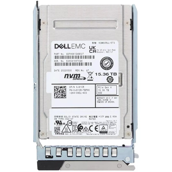 Dell J91CR 15.36TB PCIe NVMe Read-Intensive TLC 2.5 SSD | USED