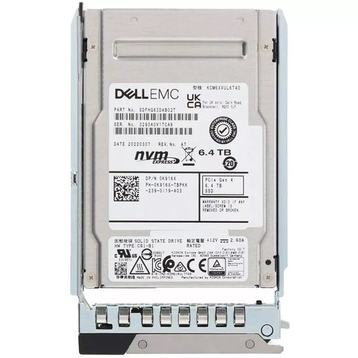 Dell K916X 6.4TB PCIe® 4.0 NVMe™ 1.4 U.2 Mixed Use TLC SSD | USED