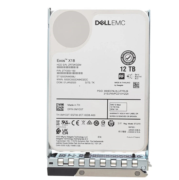 Dell M1C0T 12TB 7.2K SAS 12Gbps 512e 3.5inch Hot Plug Hard Drive with Kit | USED
