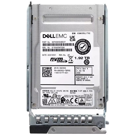 Dell N0VK0 1.92Tb PCIe Gen4.0 NVMe U.2 2.5-Inch Read Intensive SSD | USED