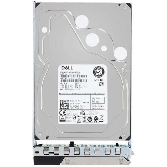 Dell NPVM6 2TB 7.2K SATA 6Gbps 128MB 512n 3.5" Hard Drive with 14G Tray | USED