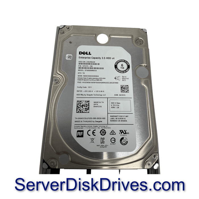 NWCCG — Dell 6TB 6G 7.2K 3.5 SAS Hard Drive ST6000NM0034