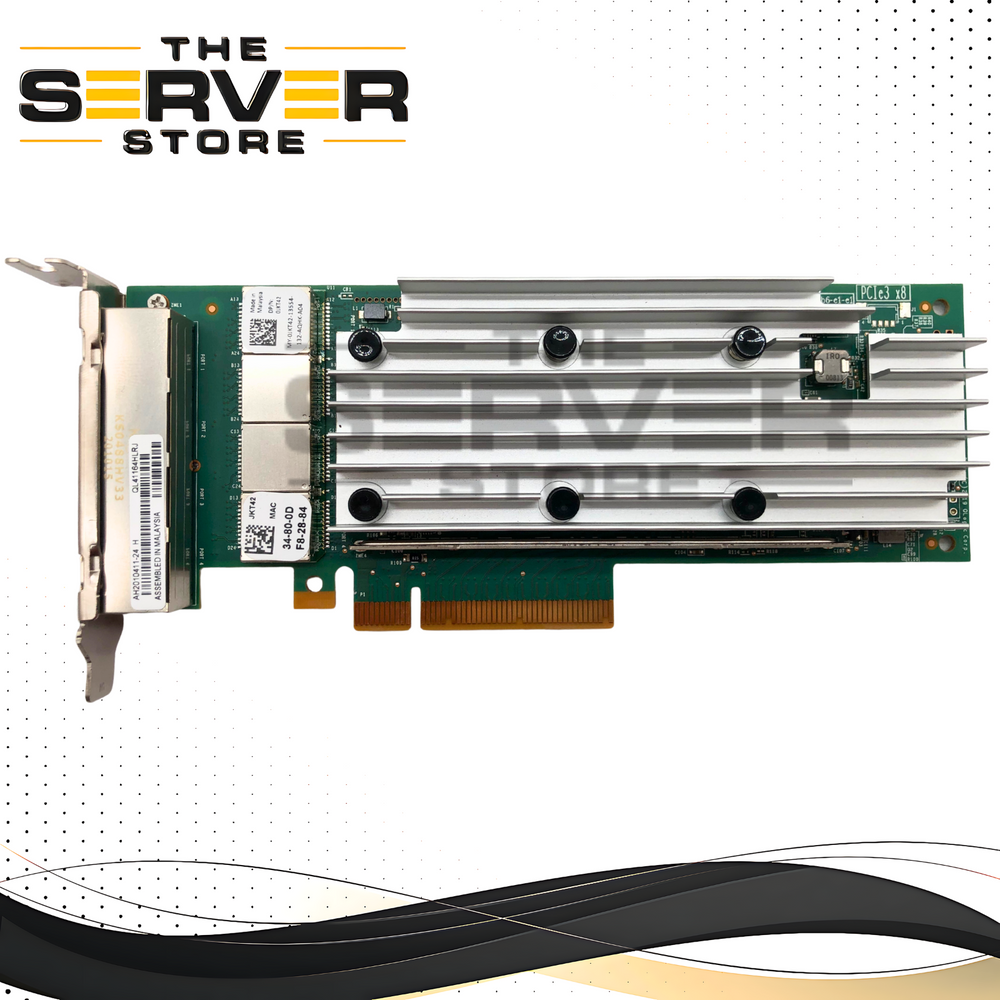 Dell QLogic FastLinQ QL41164 Quad-Port 10GBASE-T RJ-45 PCIe 3.0 x8 Network Adapter. P/N: AH2010411-24, QL41164HLRJ, 0JKT42, JKT42.