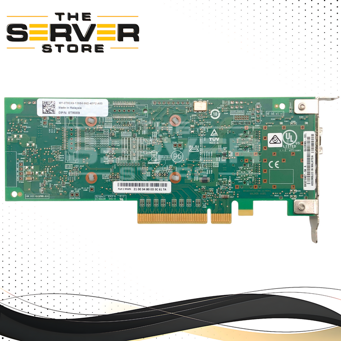 Dell QLogic QLE2690L 16Gb/s Single Port Fibre Channel (FC) Host Bus Adapter (HBA) with Low Profile Bracket. P/N: T80X9, 0T80X9.