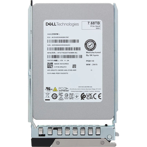 Dell RG3T2 7.68Tb PCIe Gen4 NVMe U.2 2.5Inch Read Intensive SSD | USED