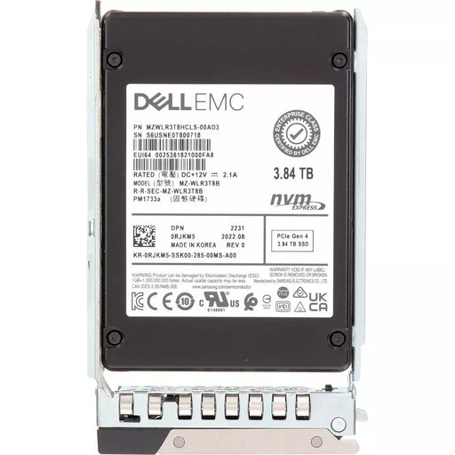 Dell RJKM5 3.84TB PCIe Gen4 NVMe Read Intensive U.3 SSD | USED