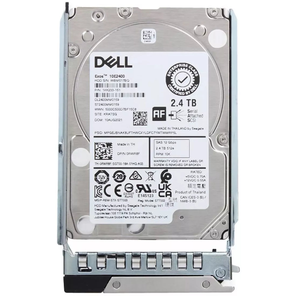 Dell RWR8F 2.4TB 10K SAS 12Gbps 512e 2.5" Hot Plug Hard Drive with Tray | USED