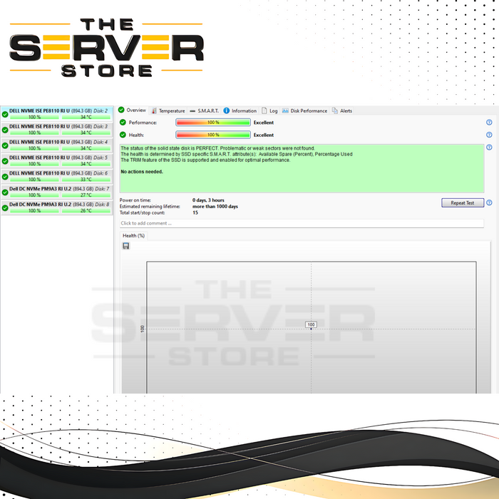 Dell SK-Hynix 960GB U.2 PCIe Gen4 NVMe Read Intensive (RI) TLC 2.5-inch Solid State Drive (SSD) with 14-Gen Tray. * (0-10 POH) 100% Health. *  P/N: 26WJ0.