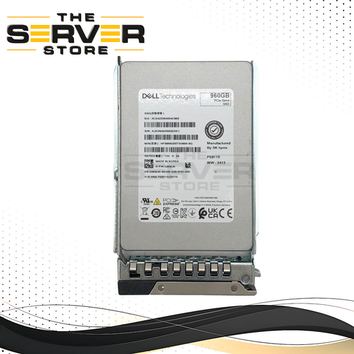Dell SK-Hynix 960GB U.2 PCIe Gen4 NVMe Read Intensive (RI) TLC 2.5-inch Solid State Drive (SSD) with 14-Gen Tray. * (0-10 POH) 100% Health. *  P/N: 26WJ0.