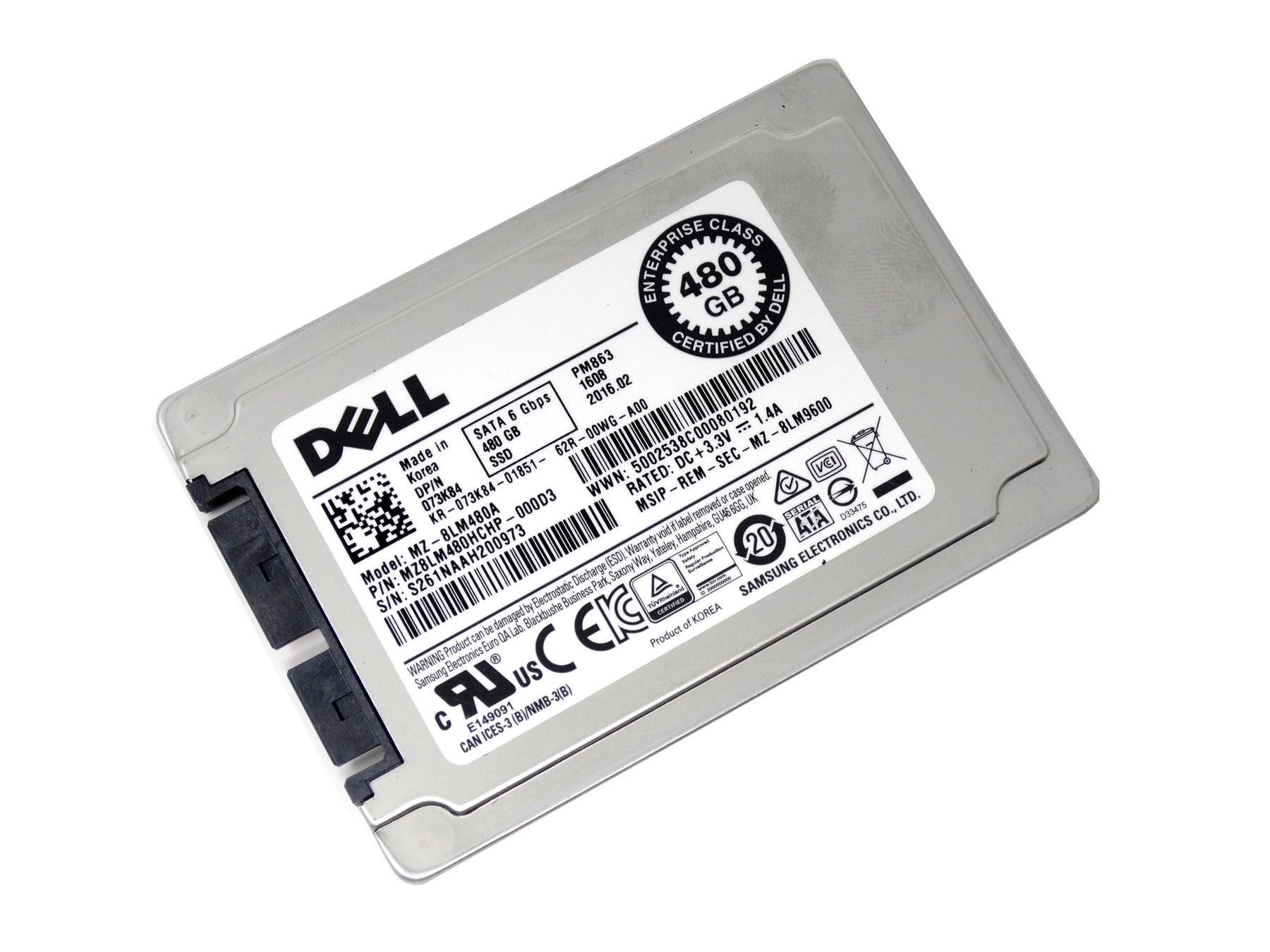 Dell Samsung PM863 480GB SATA 6Gbps 1.8'' SSD (MZ8LM480HCHP-000D3)
