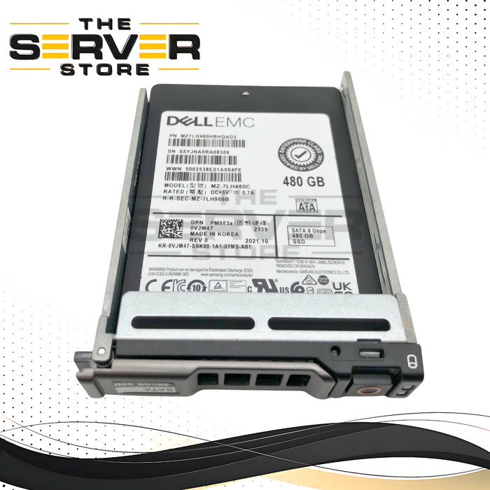 Dell Samsung PM883a 480GB SATA 6Gbps 2.5" Solid State Drive (SSD). Includes Drive Tray. P/N: 0VJM47, VJM47.