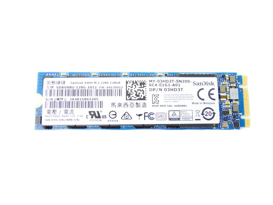 Dell SanDisk X400 128GB M.2 2280 SATA SSD Solid State Drive (3HD3T)