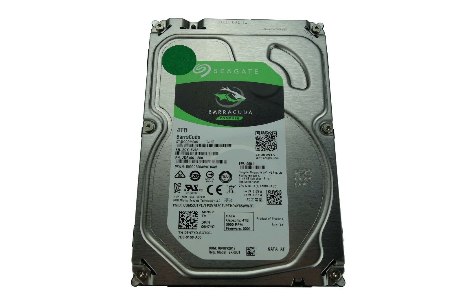 Dell Seagate BarraCuda 4TB 5.9K 6Gbps SATA 3.5'' HDD Hard Drive (06N7YD)