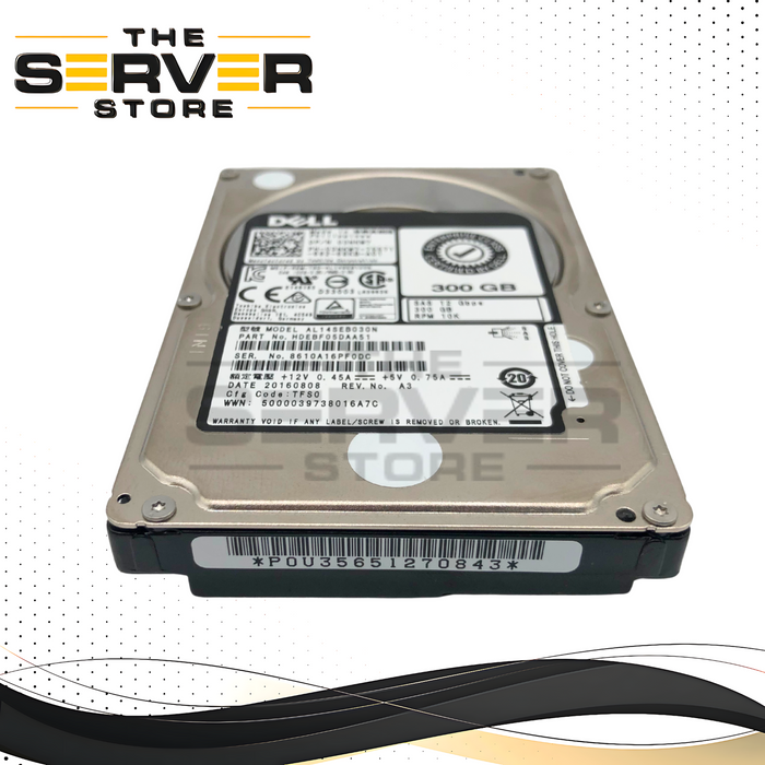 Dell Toshiba 300GB 10000RPM 12Gb/s SAS 2.5-inch SFF Enterprise Hard Disk Drive. P/N: 3NKW7, 03NKW7.