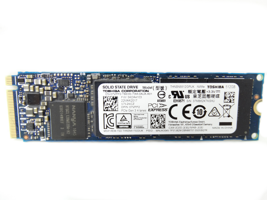 Dell Toshiba M.2 2280 512GB Laptop SSD Solid State Drive (7VPP2)