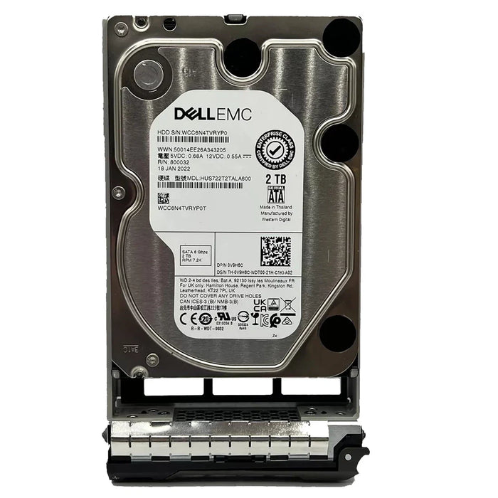 Dell V9H6C 2TB 7.2K SATA 6Gbps 128MB 512n 3.5" Hard Drive with 13G Tray | USED