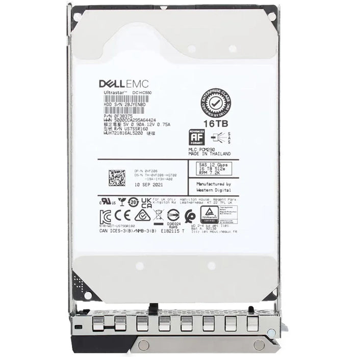 Dell VF206 16TB 7.2K RPM SAS 12Gbps 512e 3.5inch Hot-Plug Hard Drive with Kit | USED