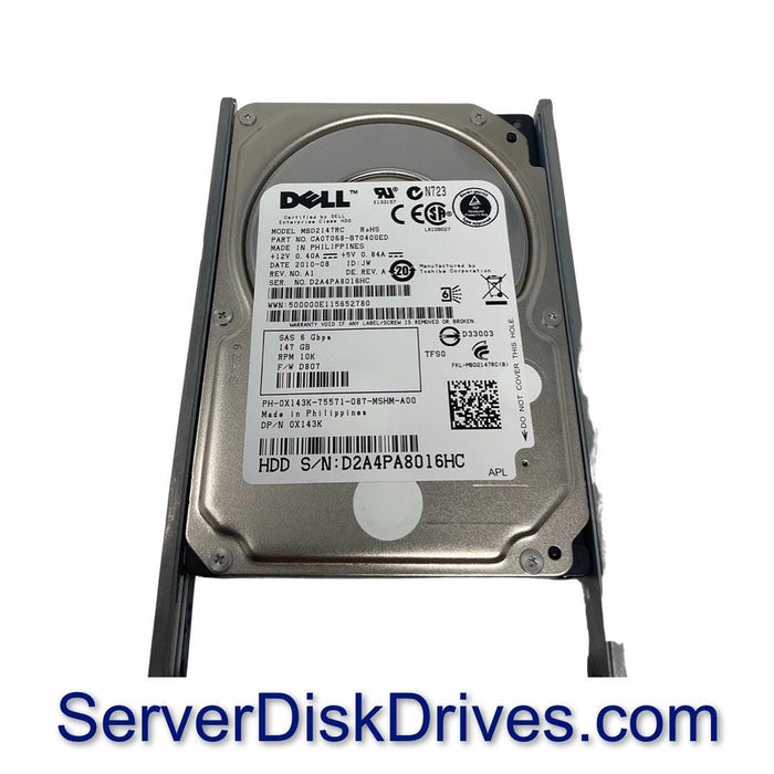 X143K — Dell 146GB 10K RPM 6Gb/s 16MB 2.5 SAS Hard Drive MBD2147R