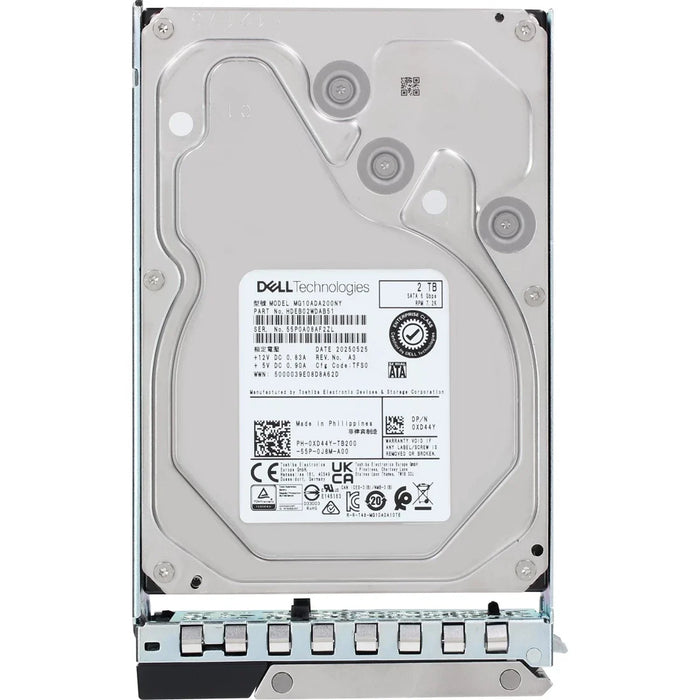 Dell XD44Y 2TB 7.2K SATA 6Gbps 512n 256MB 3.5" Hard Drive With Tray | USED