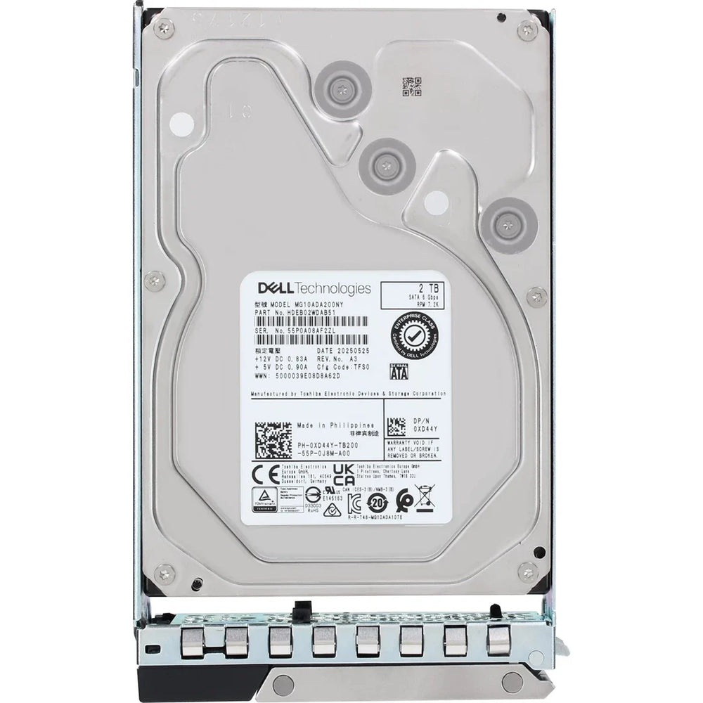 Dell XD44Y 2TB 7.2K SATA-6Gbps 512n 256MB 3.5" Hard Drive With Tray | USED