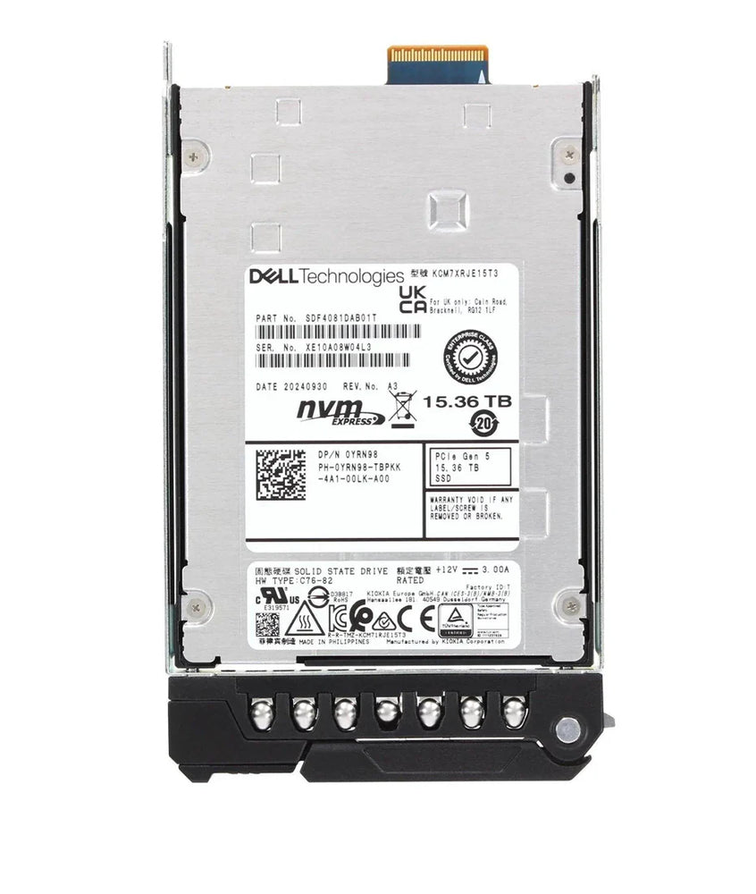 Dell YRN98 15.36TB PCIe NVMe Gen5 E3.S EDSSF SSD | USED