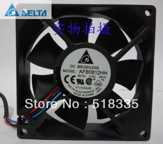Delta AFB0812HH 80x80x25.4mm 12V DC 0.30A Axial Cooling Fan