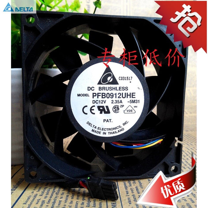 Delta PFB0912UHE 90x90x38mm 12V DC 2.35A 3-Wire Axial Cooling Fan