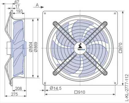 FN080-ZIQ.GL.A7P3 ZIEHL-ABEGG Axial Fan 3.1 kW 4.8/3.8 A 1100 rpm