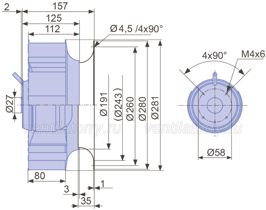 Brand new RH28L-4EP.WC.2R  ZIEHL-ABEGG centrifugal fan 1-230V 50HZ