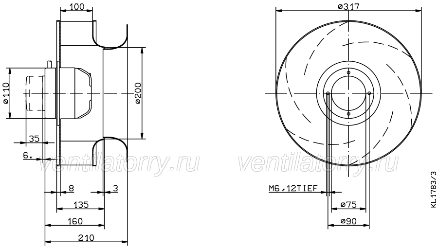 Brand new RH31M-SDK.2A.1R ZIEHL-ABEGG centrifugal fan 3-400V 50HZ